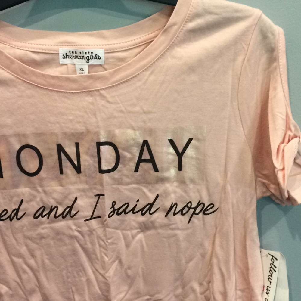 Ten Sixty Sherman “Monday Called and I Said Nope” Cold Shoulder Tee Girls XL - Picture 3 of 8